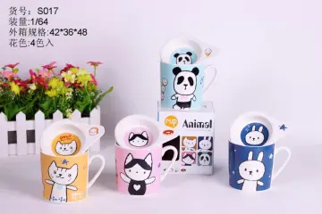 Ceramic Animal Pattern Coffee Mug with Lid