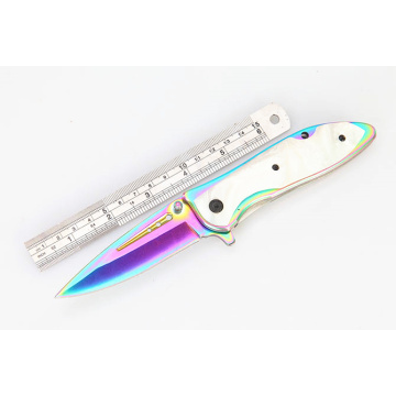 Цветной титановый карманный нож с радугой