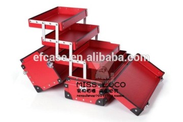RED PAPERBOARD HAND CARRY COSMETIC MAKEUP CASE,BEAUTY CASE