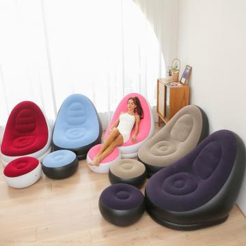 New Thickened Inflatable Sofa: Outdoor Foldable Recliner with Footstool - 4 Colors in Stock