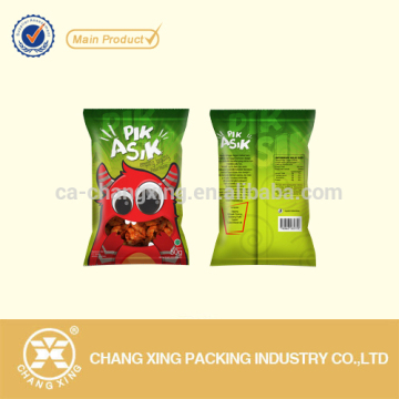Custom printing plastic food packaging heat sealable bag with clear window for packing banana chips/peanut