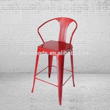 colorful red high chair metal bar chair