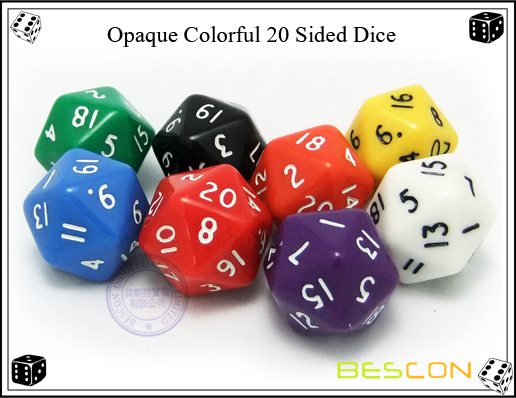 Opaque Colorful 20 Sided Dice