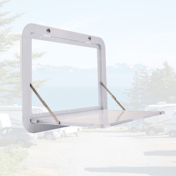 Motorhome Trailer Outdoor Folding Picnic Table - White and Black 800x450mm
