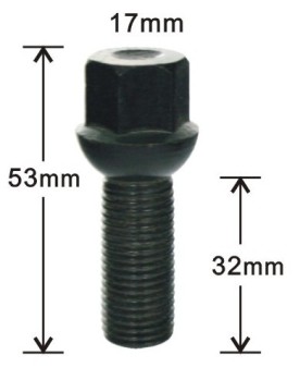Black 17mm hex ball seat lug bolts