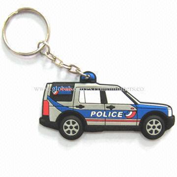 Keychain in Car Shape, OEM Orders are Welcome, Made of Soft and Nontoxic PVC