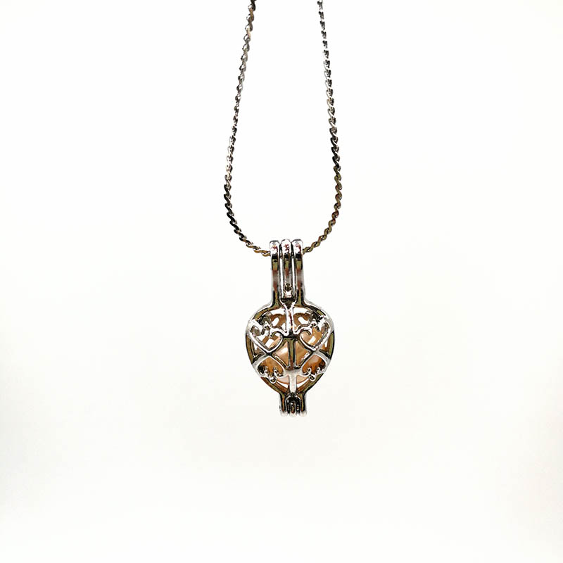 Silver Hollow Heart Pendant Necklace