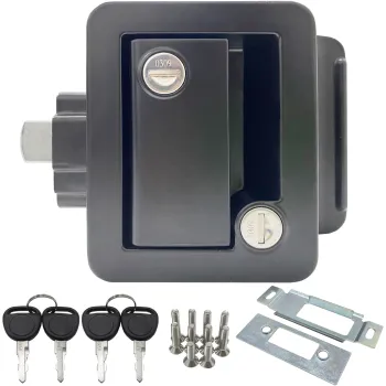 GL-12136 RV Entry Door Lock Latch - Security Lock for Travel Trailer Doors (Black)