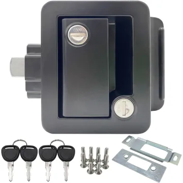 GL-12136 RV Entry Door Lock Latch - Security Lock for Travel Trailer Doors (Black)
