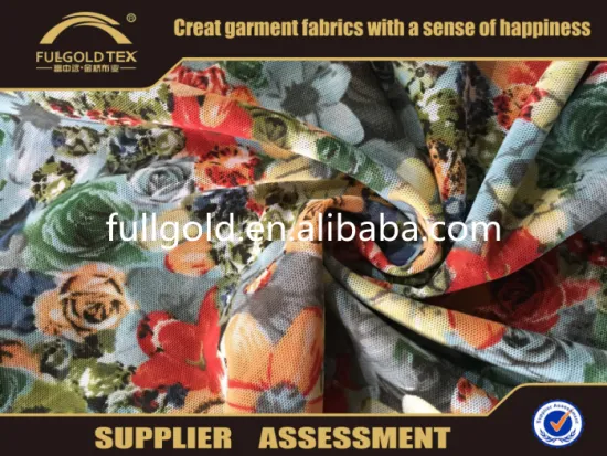 2016 Wholesale Mesh Printed Design Stretch Fabric For Women's Fashion Wear