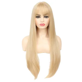 X-TRESS fashion long Straight gold blonde grey colored synthetic hair wig machine made party hair wigs synthetic hair wig