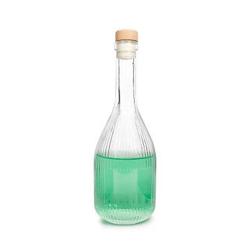 Botella de vino de licor de vidrio transparente de 250 ml con corcho