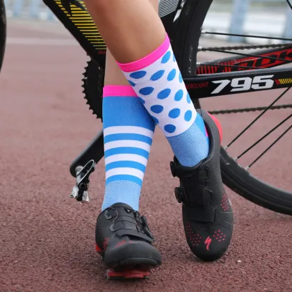 Cycling Socks Stripe Dot Professional Brand Sport Socks Breathable Bicycle Sock Outdoor Racing Running Socks Cycling Sportswear
