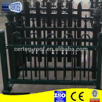 Powder Coated Residential Elegant Wrought Iron Safety Steel Courtyard Spear Fence