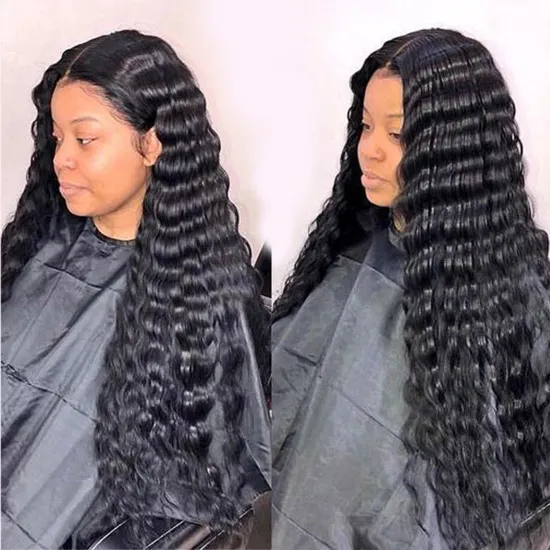Cheap Whosale Hd Transparent Full Lace Front Wig Raw Brazilian Deep Wave Virgin Human Hair Lace Frontal Wig Vendor