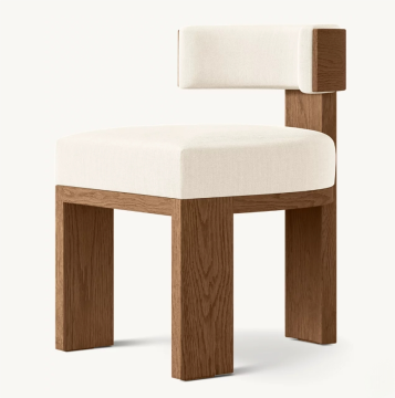 Modern Contemporary Oak Dining Chair with Padded Elgin Fabric Seat