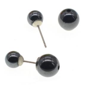 8MM Doulbe Magnetic Hematite Balls Stud Earrings