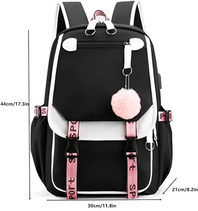 Girl Backpack Large Capacity USB Charging Headphone Port