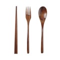 Set di bacchette forchetta cucchiaio posate in legno