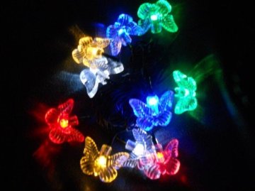 Colorful solar strip light with 10 butterfly Led +4.5M lenght Cable using for christmas,festival decoration