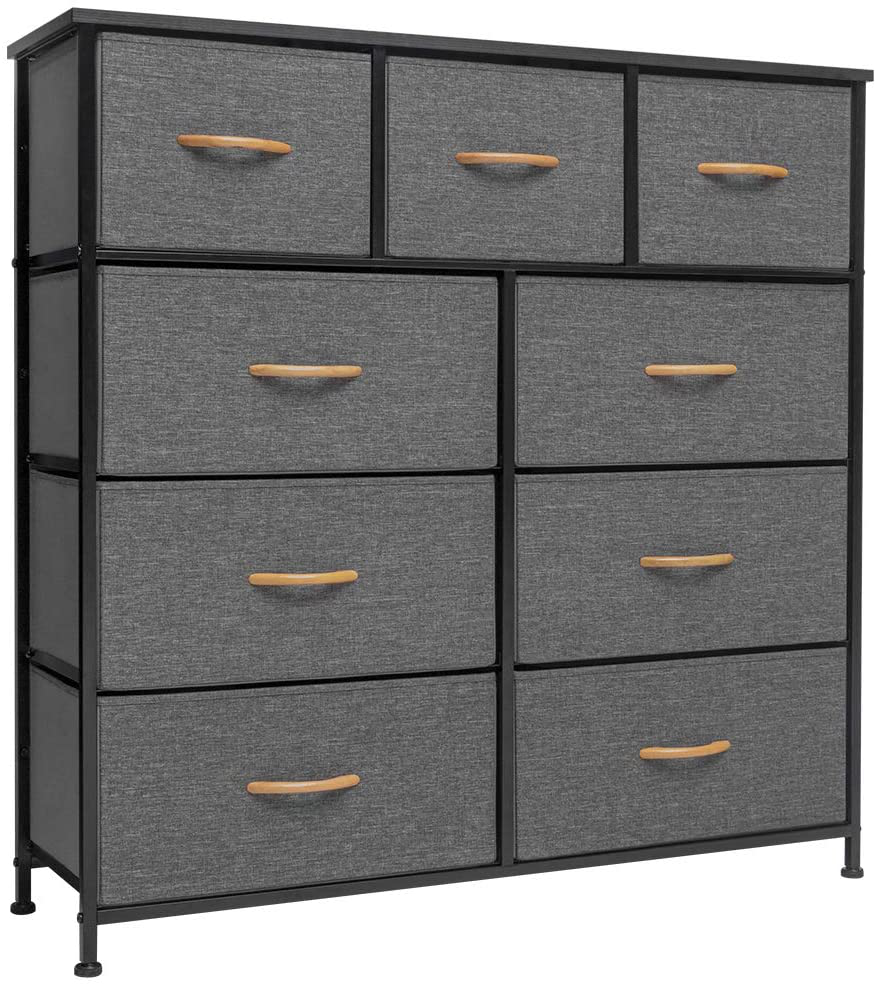 9 fabric storage drawers with shelves dresser