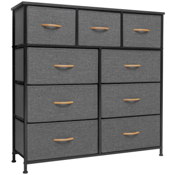 9 Fabric Storage Drawers with Wooden Shelves Dresser