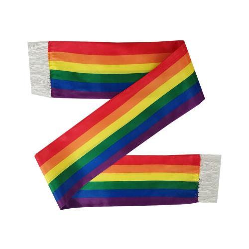 Printed knitted rainbow pride LGBT scarf