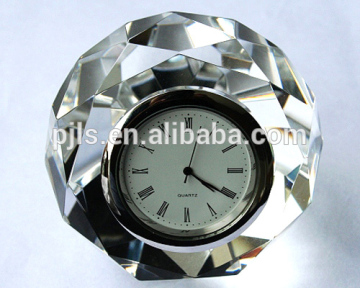 Diamond shape Crystal Clock with Customized Logo for Wedding Favor & Gifts