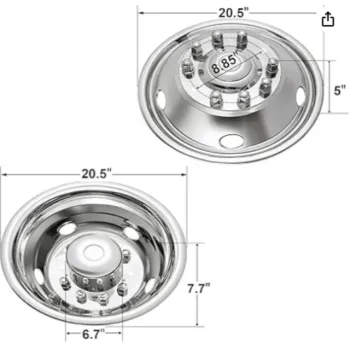 Raptor 2WD Trunk Dual Wheel Cover for Ford F450/F550 2005-2021 - 19.5-inch 10-Lug Hubcap Kit