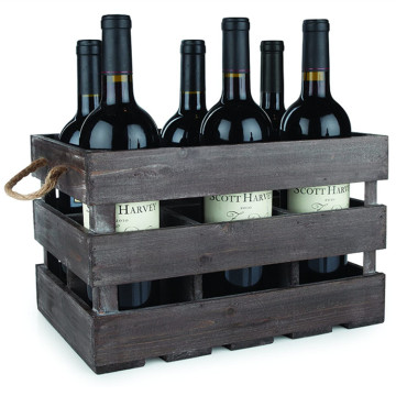 Custom Logo 6 Bottle Wooden Wine Holder Rack