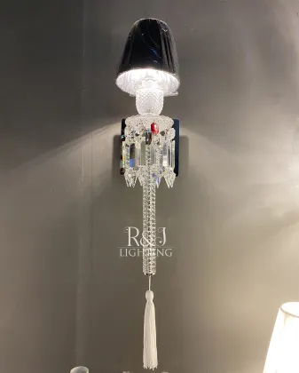 Traditional Baccarat Crystal K9 Luxury Wall Lamp with Tassel Shade