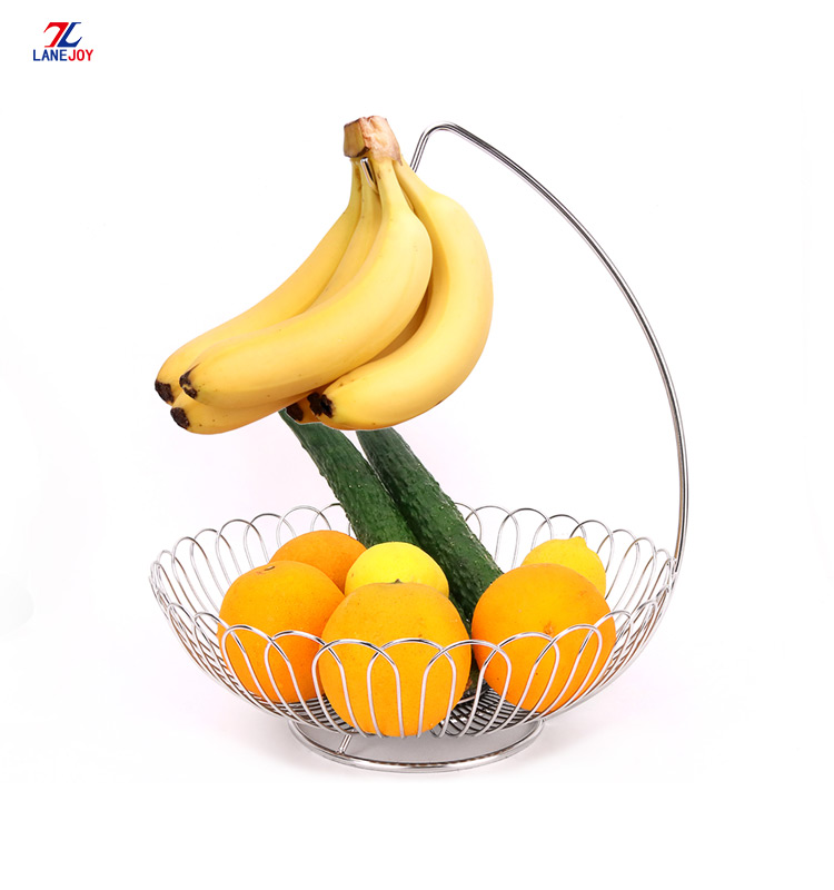 Stainless Steel Kitchen Fruit Basket With Banana Hanger