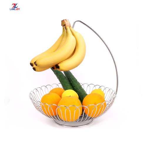 Stainless Steel Kitchen Fruit Basket With Banana Hanger