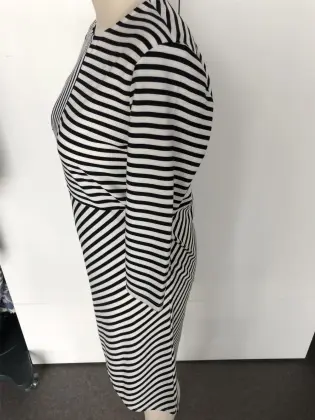 A-line striped long-sleeved dress