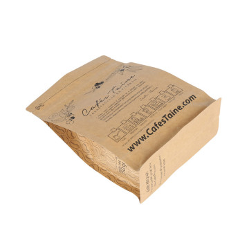 Fond plat écologique de sac zip-lock de papier d&#39;emballage de papier brun avec la valve