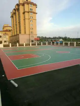 Safety And Environmentally Silicon PU Elastic layer QT Courts Sports Surface Flooring Athletic Running Track