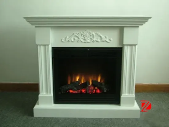 Corner electric fireplace mantel