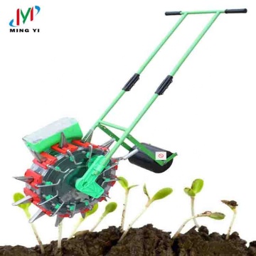 Portable Manual Corn Seeder: A Double Barrel Hand Push Seed Planter for Adjustable Maize Planting in Agriculture
