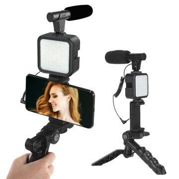 Kit de vlogging AY 49: GRIP-GRIP, micro de fusil de chasse, lumière LED et télécommande sans fil
