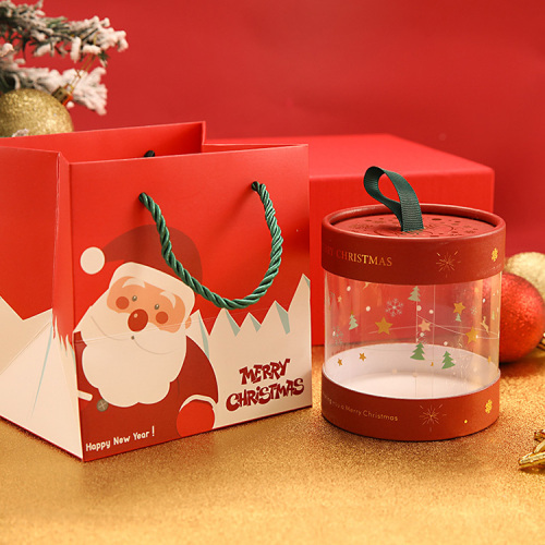 Clear Plastic Paper Tube Custom Christmas Round Box