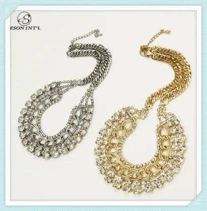2015 Hotsale Gold and Silver Rhinestone Glow Necklace for Women