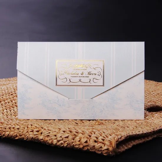 Luxury White Custom Gold Foil Logo Paper Envelope