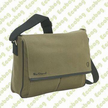 Messenger Bag, Canvas Body with PU Trimming on Flap