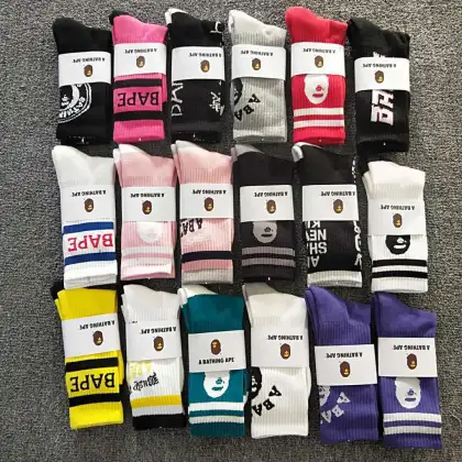 Wholesale Unisex Bape Designer Basketball Socks
