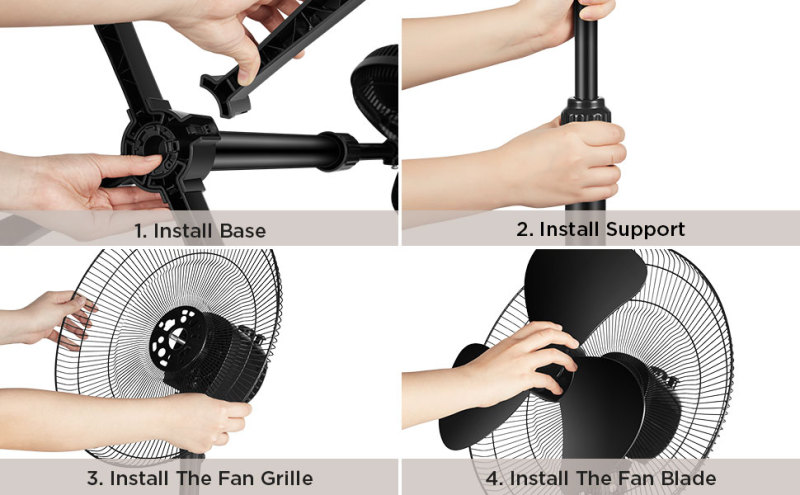 Energy saving high speed 18inch stand fan plastic blade home electric big standing fan