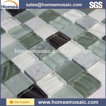 green glass mix stone square mosaic tile for swimming pool