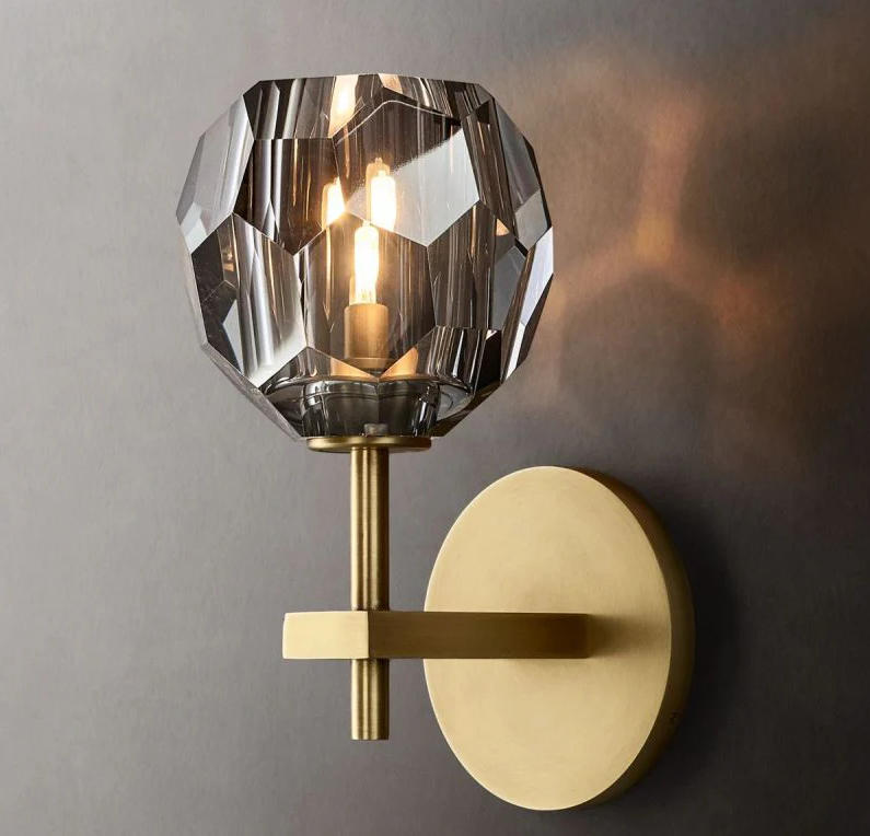 W250837 Smoke Diamond Crystal Glass Wall Sconce (3)