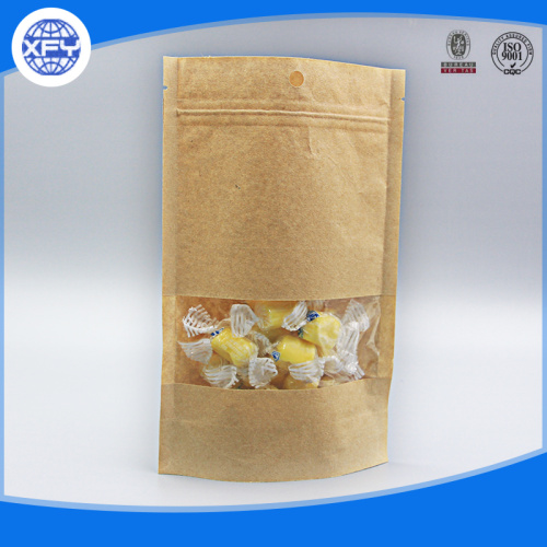 Resealable Brown Paper Food Bags With Window