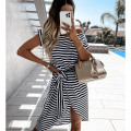 Womens Striped T Shirt Midi Dresses