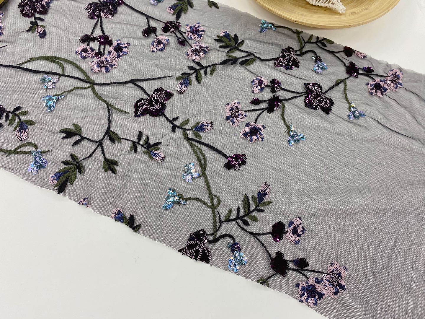 Poly Mesh Multicolor Embroidery Fabric